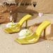 Summer New Flower-decorated Open-toe High-heeled Sandals For Women, Fashionable European And American Style Trendy_vogvips.com