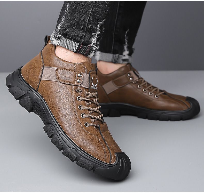 New Leather Spring Men's Shoes High-top Men's Heightening Tooling Martin Boots_vogvips.com