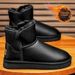 Men's plus Size Winter Snow Boots 2024 Style Thick Fleece Lined Warm Non Slip Waterproof Korean Casual Cotton Shoes_vogvips.com