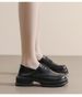 Platform Loafers Women's Lace-up Single Shoes Thick Heel Retro British Style Small Leather Shoes Women_vogvips.com
