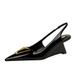 1097-K55 Style Women's Shoes With High Sloping Heels, Patent Leather Hollowed Out Back Strap, Shallow Mouthed Pointed_vogvips.com