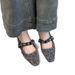Sheepskin Version Temperament Half Slippers For Women With Rhinestones, One Strap Versatile Square Toe Low Heeled Single Shoes_vogvips.com