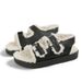 Autumn Winter Trendy Thick Sole One-Strap Fleece-Lined Thickened Lamb Wool Slippers Warm Shoes Double Buckle_vogvips.com