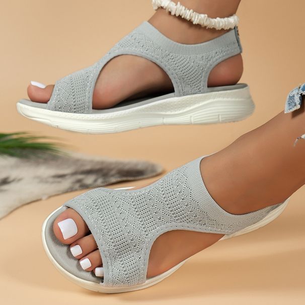 In Stock 2023 Open-Toe Women's Flyknit Wholesale Mixed Batch Adhesive Roman Cross-Border Sandals_vogvips.com