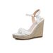 2022 Summer New Women's Straw Sandals With Buckle Straps, Foreign Trade, European And American Style, Wedge Heel,_vogvips.com
