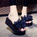 Women's Summer Outdoor Bowknot Slide High Heel Beach Slippers Non-Slip Thick Sole Sandals For Women_vogvips.com