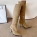 F868-1 Over-the-Knee For Women 2025 Autumn Winter New Suede Pointed Toe Stiletto High Heel Ruched Slouch Women's Boots_vogvips.com