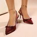2025 Summer New Pointed Toe Bowknot Stiletto Heels Casual Daily High Heel Sandals For Women Simple Style_vogvips.com