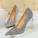 9217-1 Fashion Transparent Crystal Thick High Heel Shallow Mouth Pointed Sexy Nightclub Shining Sequin Single Shoe_vogvips.com