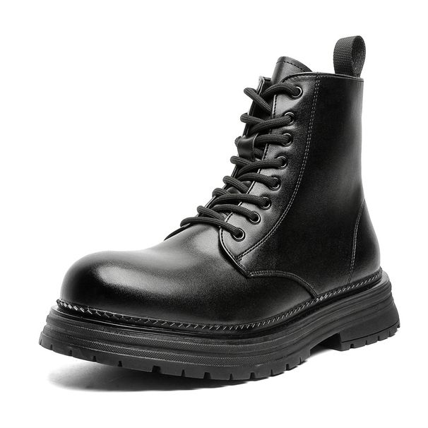 American High-top Tooling Boots Men's Martin Boots High Street Thick-soled Heightening Retro Short Boots_vogvips.com