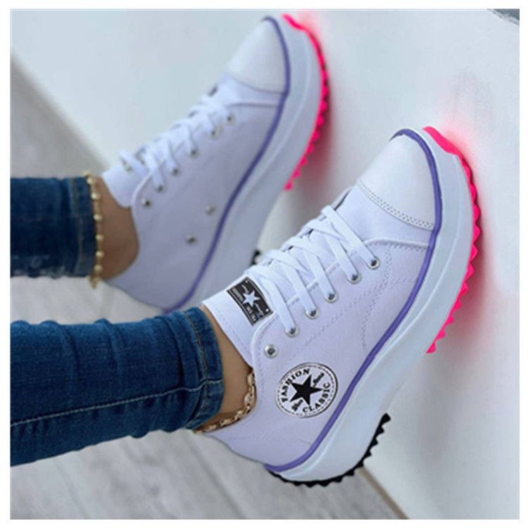 Women's Shoes Breathable High Top Cloth Shoes Casual Thick Bottom Lacing Height Increasing Shoes_vogvips.com