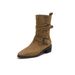 2025 Autumn New Western Pointed Toe Melard Petite Slimming Short Belt Buckle Height-Increasing Martin Boots_vogvips.com