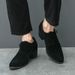 Men's Retro Chunky Sole Oxford Shoes - PU Leather Round Toe Business Casual Shoes With Rabbit Fur Lining (Black/Green/Brown) - Size 38-46_vogvips.com