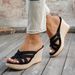 Women's Woven Hollow Wedge Sandals Open Toe Platform Summer Shoes plus Size_vogvips.com