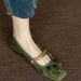 Fashionable Ethnic Style Square Toe Versatile And Comfortable Shallow Single Shoe Exquisite Rhinestone Buckle Low Heel_vogvips.com