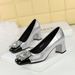 5299-K90 Wind Autumn/Winter New Women's Shoes Coarse Middle Heel Square Head Splicing For Slimming Single Shoe Water_vogvips.com