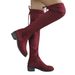 Over-the-Knee For New Plus Women's Suede High Heels Size 43 Back Lace-up Long Boots Women_vogvips.com