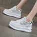 Leather Thick-Soled White Sneakers For Women 2026 Summer Women's With Internal Height Increase, Casual, Fashionable,_vogvips.com
