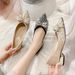 Pointed Toe Shoes For Womennew Thick Heel Shallow Mouth Diamond Pearl Bow Temperament Women's Shoes Four Seasons Soft Sole Comfortable_vogvips.com