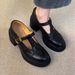 Women's Shoes Thick Soled Chunky Heels British Retro Leather Shoes For Women Loafers Round Toed Mary Jane Shoes_vogvips.com