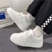 Foreign Trade Wholesale Sneakers 2023 Spring And Autumn New Thick-Soled Pure White Round-Toe Board Student Lace-Up_vogvips.com