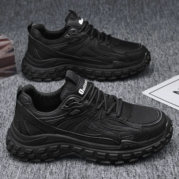 Casual Sneakers 2024 Black Fashion Platform Shoe Outdoor Mesh Breathable Vulcanized Sport Shoes For Men Erkek Ayakkabı_vogvips.com