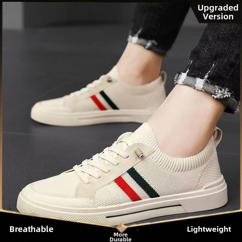 Men's Summer Casual Breathable Sneakers Versatile White Sports Shoes Korean Style Trendy Sneakers for Teenagers_vogvips.com