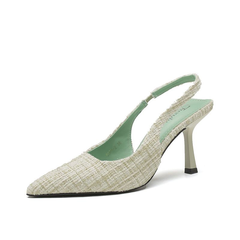 High-end Style Thin Pointed Toe High Heel Sandals For Women Summer New Backless Closed-toe Shoes To Match Dresses_vogvips.com