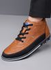 Men's Leather Casual Shoes Comfortable Breathable Soft Leather Upper Lace-Up Mid Top Sneakers For Versatile Wear_vogvips.com