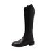 Genuine Leather Over-the-Knee For Women 2024 New High Riding Wide Tube Plus Size V-Cut Long Boots_vogvips.com