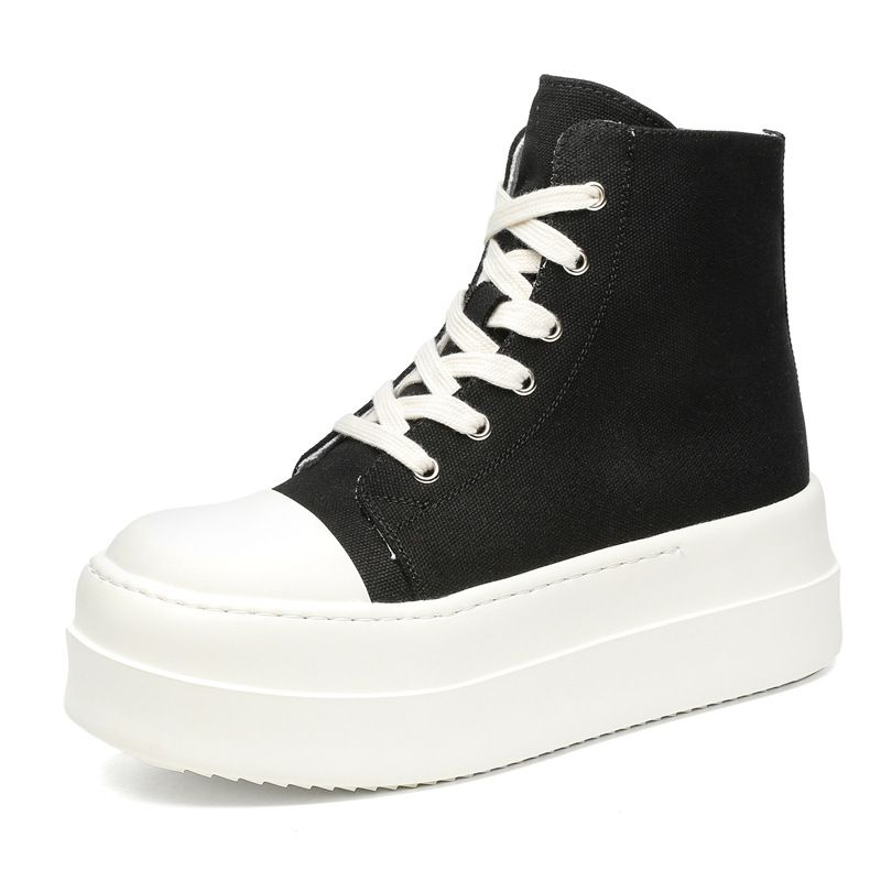 thick-soled Heightening Casual Board Shoes Couple Short Boots Niche Thick-soled High-top Casual Shoes Street Dance Shoes_vogvips.com