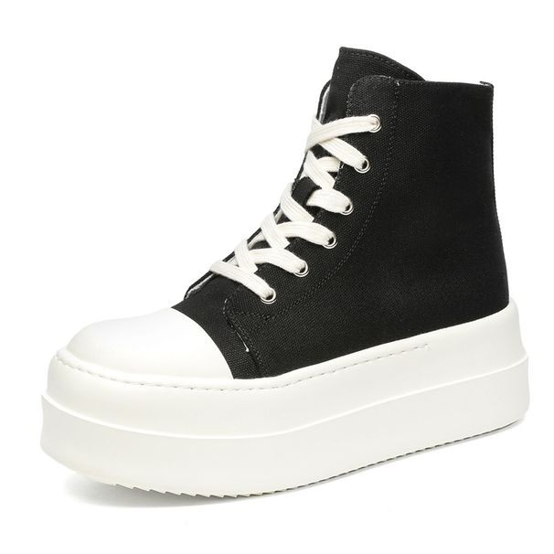 thick-soled Heightening Casual Board Shoes Couple Short Boots Niche Thick-soled High-top Casual Shoes Street Dance Shoes_vogvips.com