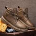 European Warm Series Martin Autumn Winter High Top British Style Casual Leather Shoes Men's Short New Versatile Trendy Mid-Top Work Boots_vogvips.com