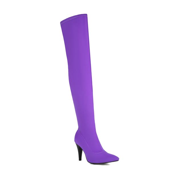 35-48 Autumn Winter Pointed Toe Over-the-Knee Long High Heel Stretch Slimming Women's Boots Sexy Fashion H697_vogvips.com