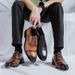 Three Joint Handmade Business Formal Leather Shoes, Men's Pointed High Brown British Groom's Wedding Shoes 8041-R_vogvips.com