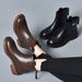Leather Women 2024 Autumn Winter Simple Casual Flat Martin European American Style Back Zipper Round Toe Short Fleece_vogvips.com