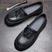 Euro Step Fashion Tassel Men's Handmade Top Layer Cowhide Casual British Loafers Slip-On Driving Shoes_vogvips.com