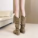 Wrinkled Pointed Toe Slouch Chunky Heel High Tube Over-the-Knee Long Western Cowboy Boots For Women_vogvips.com