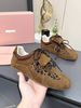 Flat Miaojia Flip Cover Round Toe German Training Leopard Print Lace-up Single Color-blocking Breathable Versatile_vogvips.com