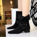 9625-2 Vintage Western Style Fashion Square Toe Buckle Mid-Heel Chunky Heel Suede Thin Single Mid-Calf Women's Boots_vogvips.com