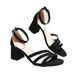 Cross-border Suede Large-size Mid-heel For Women, 2026 Summer Chunky Heel European And American Hollow-out Strap Sandals_vogvips.com