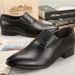 Autumn Men's Business Formal British Korean Style Youth Breathable Pointed Toe Slip-On Shoes_vogvips.com
