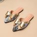 Flat 2025 Spring New Versatile Pointed Toe Single Shoes Soft Sole Bow Slippers Women's Rhinestone Sandals_vogvips.com