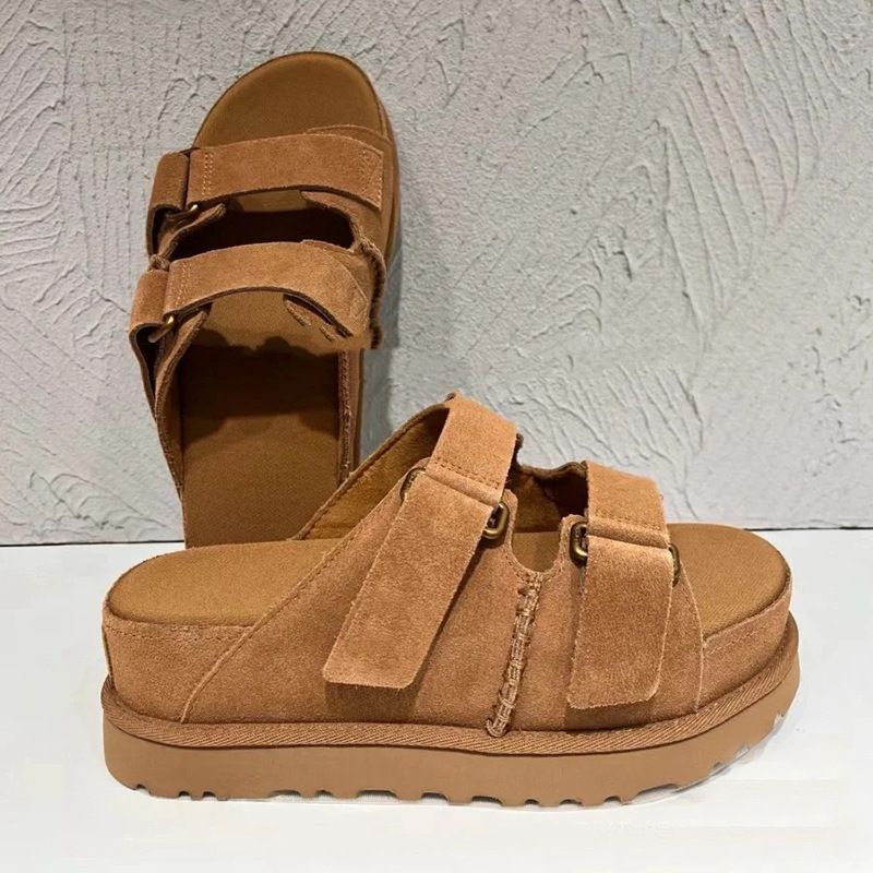 High Version Genuine Leather Velcro Sandals For Women Original Niche Couple Summer Beach Shoes Thick Soled Outdoor Shoes For Women_vogvips.com