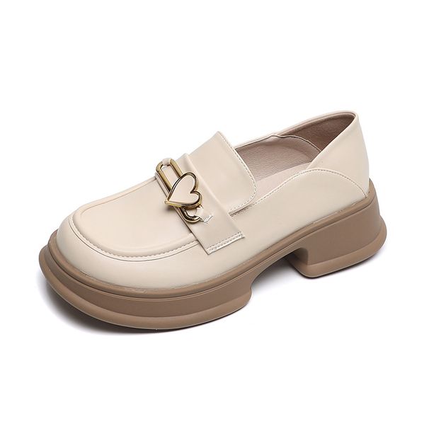 Platform Loafers Women's Retro One-pedal Small Leather Shoes Small College Style Single Shoes Women_vogvips.com