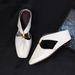 Women's Square Toe Soft Leather French Wedge Heel Sandals Pleated Chunky Heel Suitable for Outdoor Wear_vogvips.com