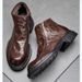 European Warm Series Genuine Leather Top Layer Cowhide Martin For Men, Autumn And Winter, Fleece-Lined, Fashionable High-Top Thick-Soled_vogvips.com