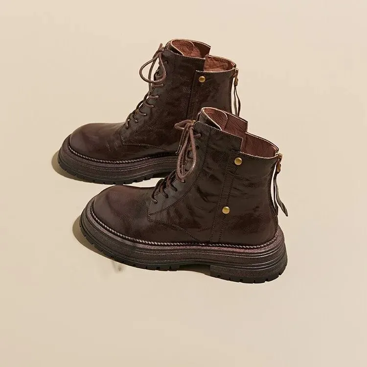 Women's Boots:Fashion Design Handsome Sexy Style Spicy Girl Martin 2024 Winter Vintage Versatile Short Boots Hot_vogvips.com