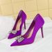 18249-K51 European And American Style Banquet Stiletto Ultra High Heels Shallow Mouth Pointed Toe Satin Rhinestone Bow_vogvips.com
