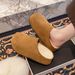 Petite Thick-Soled Closed-Toe Half For Women Autumn Winter New Versatile Casual Slip-On Furry Slippers_vogvips.com